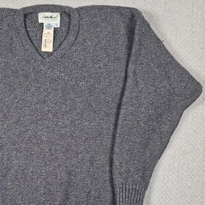 New Eddie Bauer Sweater Mens Medium Gray Wool Blend Marled Chunky Thick Knit VTG